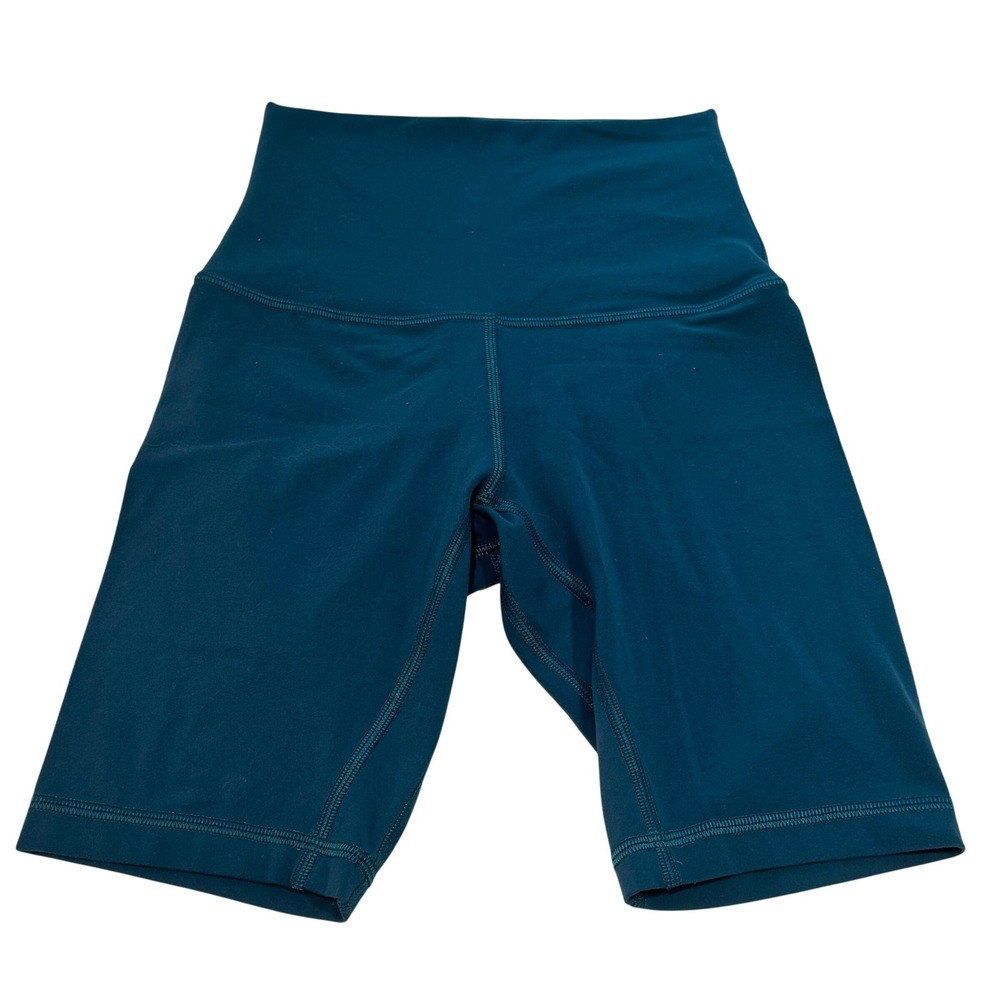 Lululemon Align Biker Shorts Womens 0 Teal Blue Nulu High Rise 6" Inseam Yoga